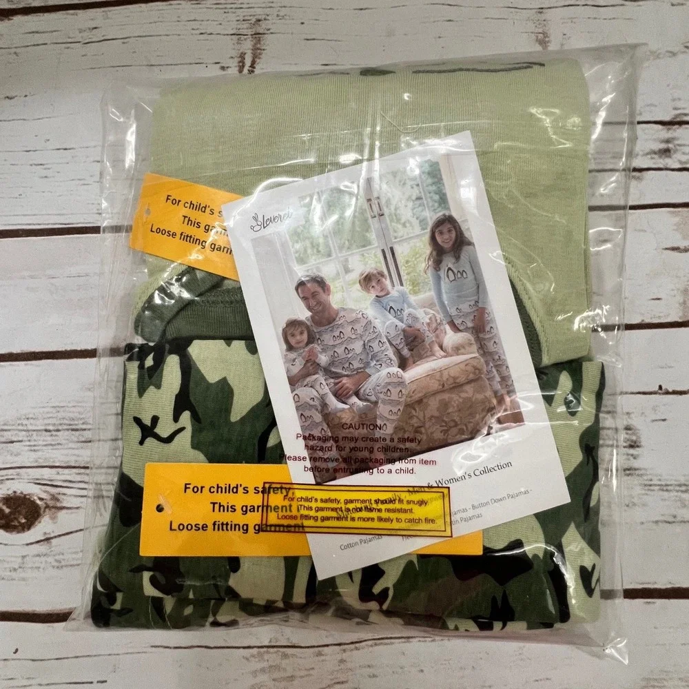 NEW Leveret Pajama Set Green Helicopter Camo Print Size 8 Years